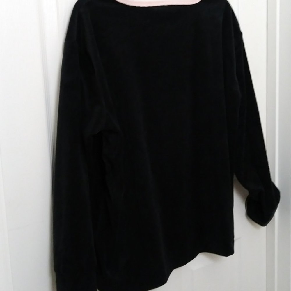ED Love Comfortable Pink Heart Printed Velvet Black Pullover XL - Picture 3 of 14